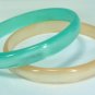 *Vintage Pastel Lucite Bracelets in Soft Summer Colors:  Peach and Mint Green Bangles