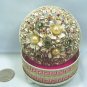Vintage Florenza Round Ring/Trinket Box: White w/Brushed Gold Accents, Rhinestones/Pearls