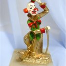 High-stepping Vintage Clown Figurine by JuDi, 24K Gold Embellished, Marble Base