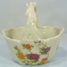 Sweet Porcelain Handled Basket, Takahashi "East Wind",  Floral Motif