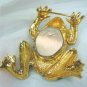 Perky Green Enameled Frog Brooch w/2 Surprises!  He's by Kenneth J. Lane and is a Watch!