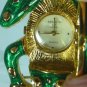 Perky Green Enameled Frog Brooch w/2 Surprises!  He's by Kenneth J. Lane and is a Watch!