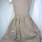 Very Vintage Brown/White Checked Cotton Bib Apron, White RickRack Trim