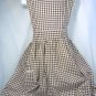 Very Vintage Brown/White Checked Cotton Bib Apron, White RickRack Trim