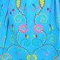 Bright Vintage Turquoise Cotton Apron; Fabulous Colorful Embroidery