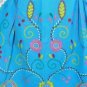Bright Vintage Turquoise Cotton Apron; Fabulous Colorful Embroidery