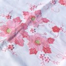 Incredible Piece of Handwork:  Vintage 70x85 Tablecloth in Pinks, Appliques, Fagoting, Embroidery
