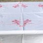 Incredible Piece of Handwork: Vintage 70x85 Tablecloth in Pinks, Appliques, Fagoting, Embroidery