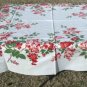 Bright Bouquets of Red, Peach, and White Lilacs Frame 51" Square Vintage Tablecloth