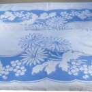 Vintage Queen Anne Med. Blue/White Tablecloth Sprinkled w/Daisies & Grapes, 48x52