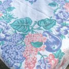 Flowers & Fruits in Coral, Jade, & Blue Combo on a Great Vintage Tablecloth, 48"Sq.