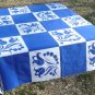 Striking Vintage WilendureTablecloth in Royal Blue/White in Great "Delft" Pattern, 44x52