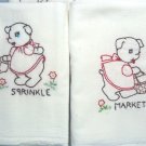 Days, Tasks of the Week Vintage Tea/Cup Towels with a Charming Puppy