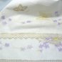 Off-White Dresser Scarf/Runner Done in Delicate Embroidery, Butterflies and Violets