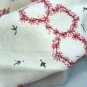 Card Table Sized Vintage Linen Cloth Hand Embroidered Daisies in Cheerful Red/Black