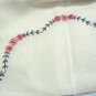 Card Table Sized Vintage Linen Cloth Hand Embroidered Daisies in Cheerful Red/Black