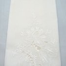 Lovely White Vintage Guest Towel with Self Embroidery and Cutwork Design