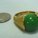 Classic Costume Ring w/Jade Look Stone, Goldtone Mounting