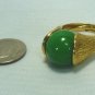 Classic Costume Ring w/Jade Look Stone, Goldtone Mounting