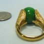 Classic Costume Ring w/Jade Look Stone, Goldtone Mounting