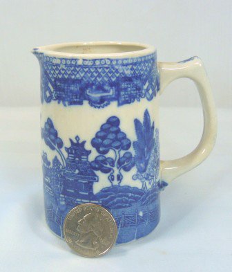 Small Blue Willow Vintage Pitcher, Unmarked