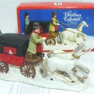 Brightly Painted Porcelain Coach with Two White Horses for Christmas Village