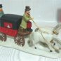 Brightly Painted Porcelain Coach with Two White Horses for Christmas Village