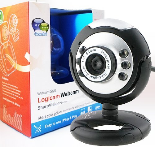 Logicam Webcam - Webcam with built-in MIC - LED lights, Plug and Play USB W...