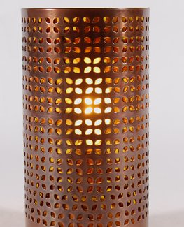 Small Copper Colored Perforated Metal, Small Torchiere Table Lamps