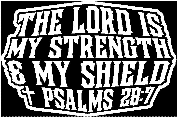 The lord is my strength &amp; my shield Psalms 28:7 --- ( 7"x5" )