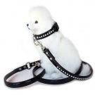 Black Rhinestone Enamel Dog Leash