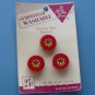 Red & Gold Hand Cut Glass Buttons, 3/4", Western Germany