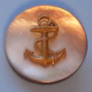 Brass Anchor on Gray Pearl Button, 7/8"
