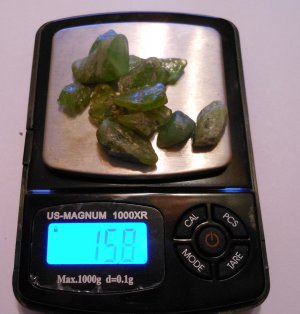 peridot rough 75 carats