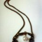 Brass flowers with a pearl necklace, antique brass necklace, pearl necklace, flowers necklace