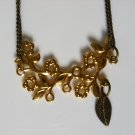 Golded flowers necklace, vintage inspired necklace, leaf necklace, flowers necklace