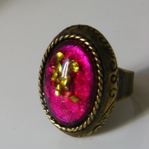 Sparkle Vintage Inspired Pink Gold Brass Adjustable Ring