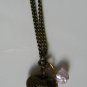 Heart charm necklace, rose quartz pink necklace, vintage inspired, heart pendant