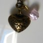 Heart charm necklace, rose quartz pink necklace, vintage inspired, heart pendant
