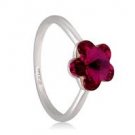 Rigant Exquisite 18K RGP Ring with Plum Blossom Shape Swarovski Element (Red)