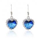 ITALINA Blue Crystal Heart Shaped RGP Ear Hook Eardrops (Silver & Blue)