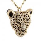 Long Fashion Golden Chain Leopard Head Pendant Lanyard (Yellow)