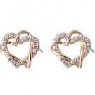 RED APPLE 1 Pair Heart-shaped Earrings (Golden)