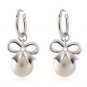 White Bow and Pearl Earrings