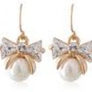 Rigant 18K RGP Swarovski Crystal Butterfly Pearl Earrings
