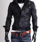 Nyfashioncity Slim fit leather jacket For men with hoodie Black