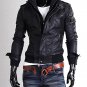 Nyfashioncity Slim fit leather jacket For men with hoodie Black