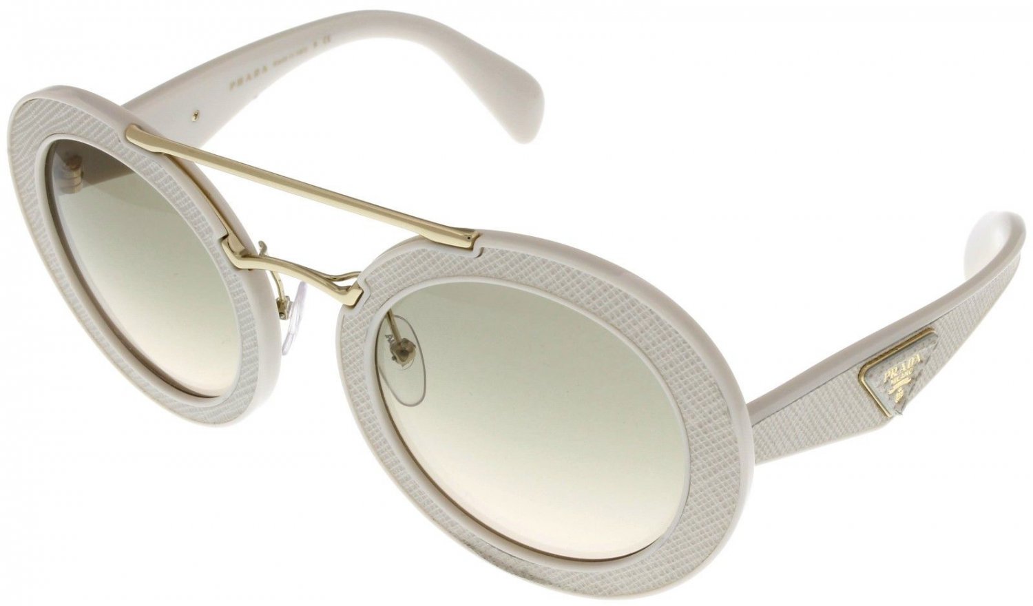 Prada Milano Sunglasses Women Off White Round Pr15s Ufp3h2 | Free ...