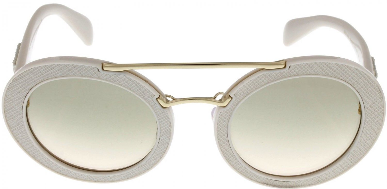 Prada Milano Sunglasses Women Off White Round PR15S UFP3H2