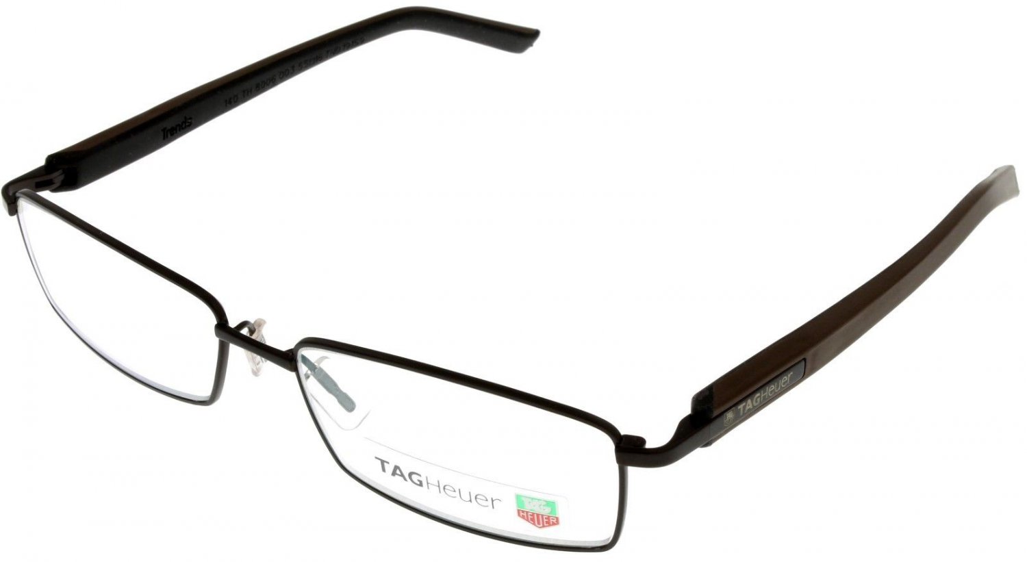 Tag Heuer Eyeglasses Frame Unisex Rectangular Chocolate Black Havana